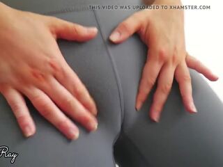 Cumming in my panty and yoga pants - big cum load step