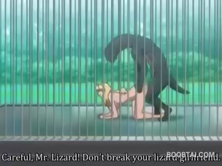 Dögös anime fiatal hölgy pina szögezték kemény által szörny nál nél a zoo