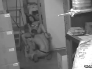 Horny couple took a quickie at the store room